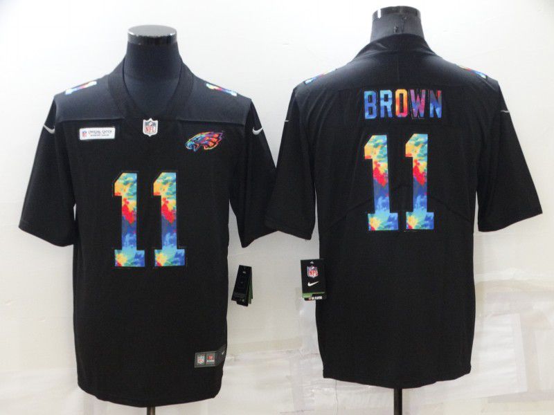 Men Philadelphia Eagles #11 Brown Black 2022 Nike Rainbow Edition NFL Jersey
